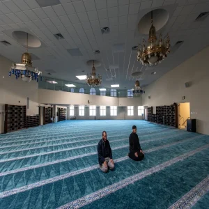 Turquise Blue Border Masjid Carpet